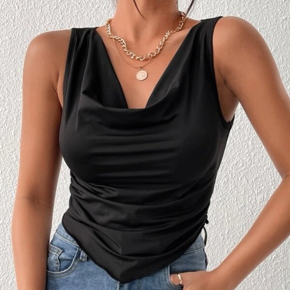 Cowl drop black top🖤 - Picture 1 of 3